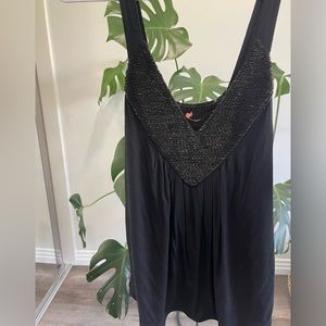 FREE PEOPLE V Neck Beaded Tank Top